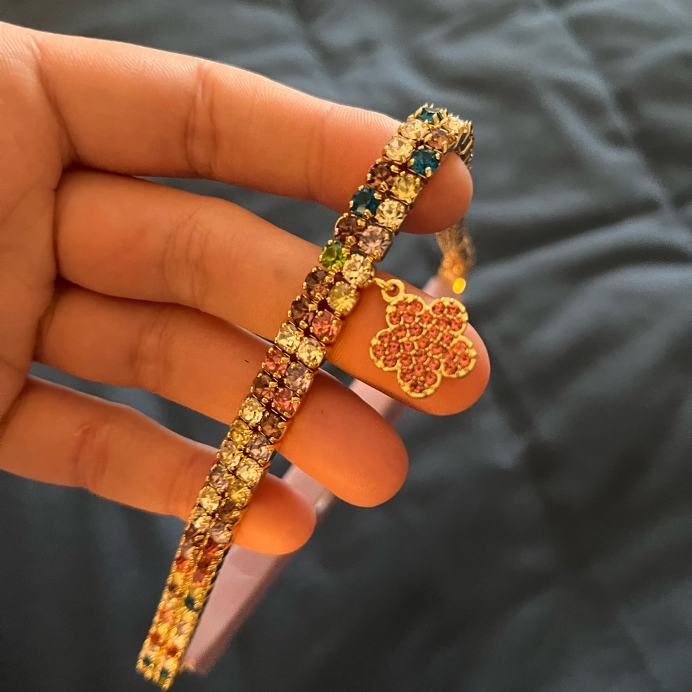 Y2K rhinestone choker with flower pendant